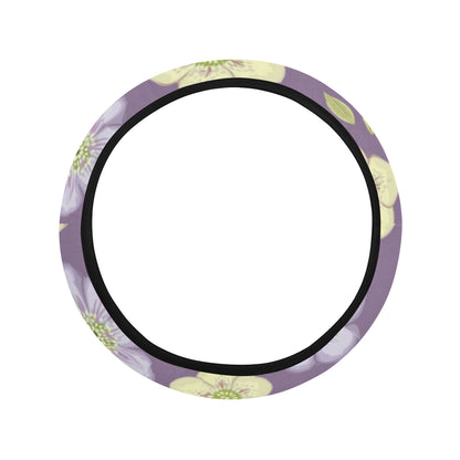 Anemone Pattern Print Design AM013 Steering Wheel Cover with Elastic Edge