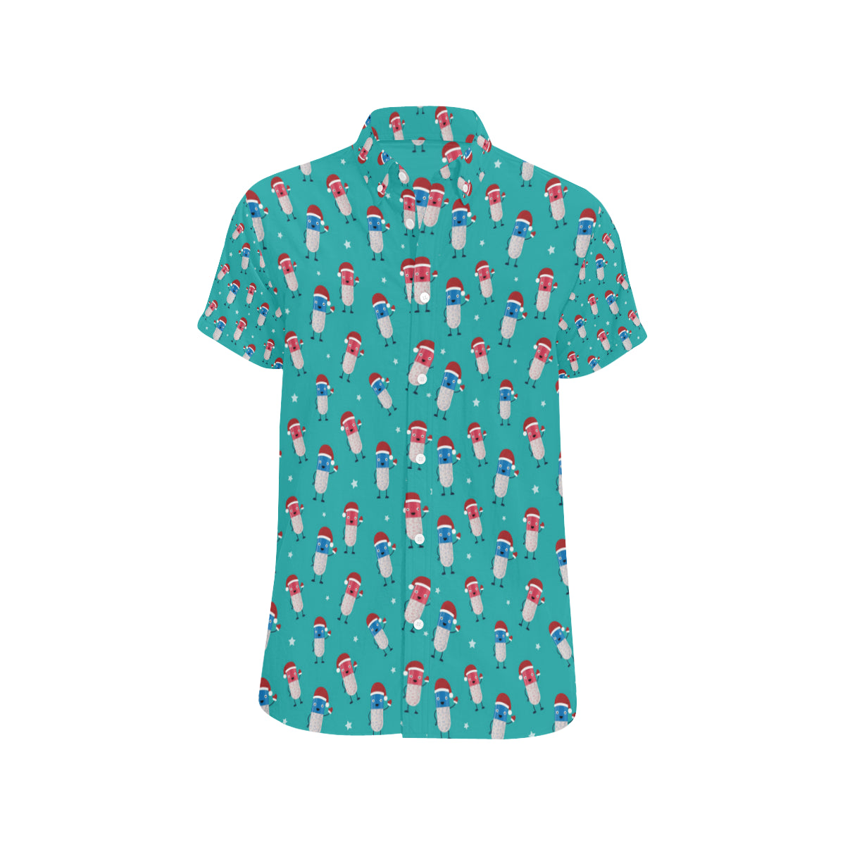 Pill Pattern Print Design A03 Men's Short Sleeve Button Up Shirt