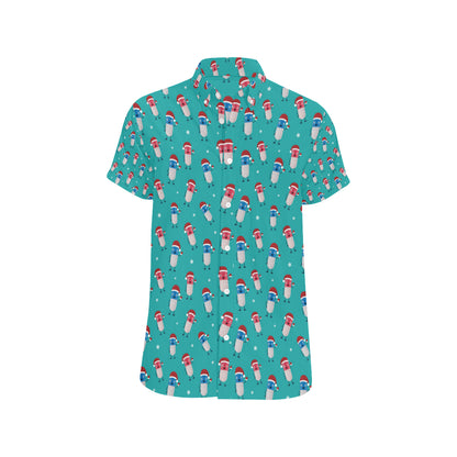 Pill Pattern Print Design A03 Men's Short Sleeve Button Up Shirt