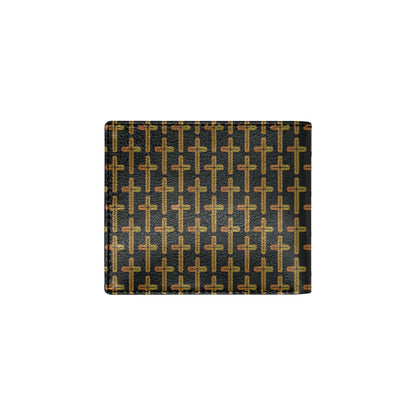 Cross Pattern Print Design 02 Men's ID Card Wallet
