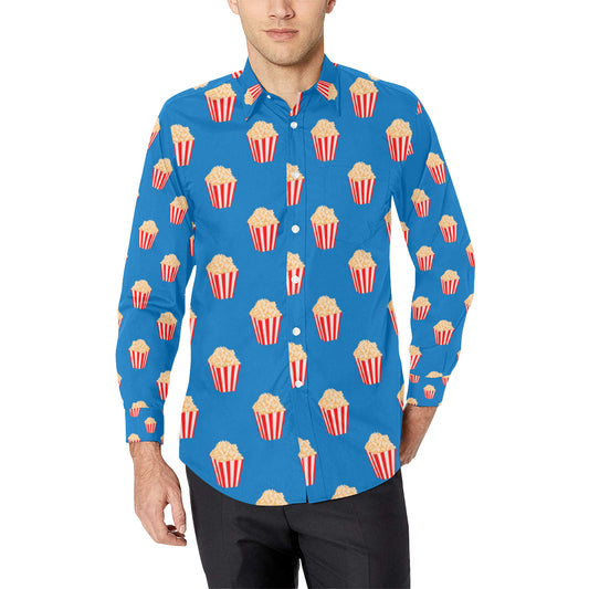Popcorn Pattern Print Design A04 Men's Long Sleeve Shirt