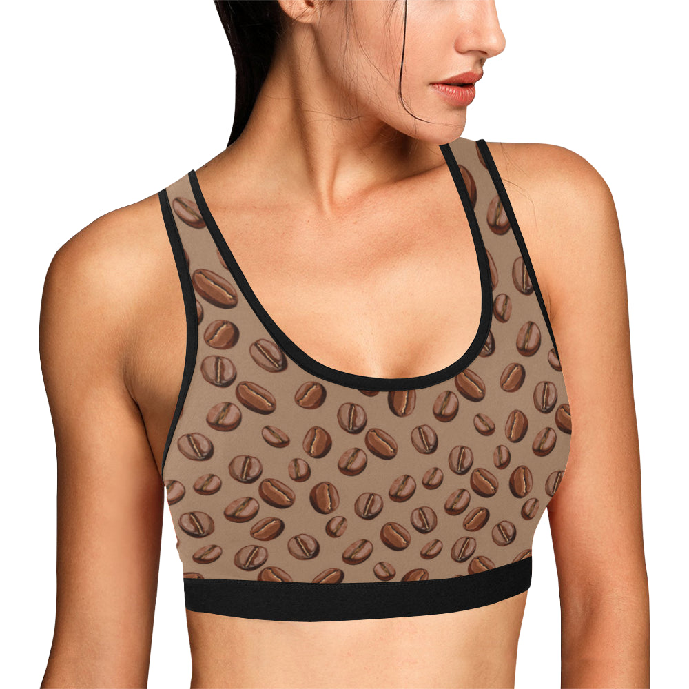 Coffee Pattern Print Design 07 Sports Bra