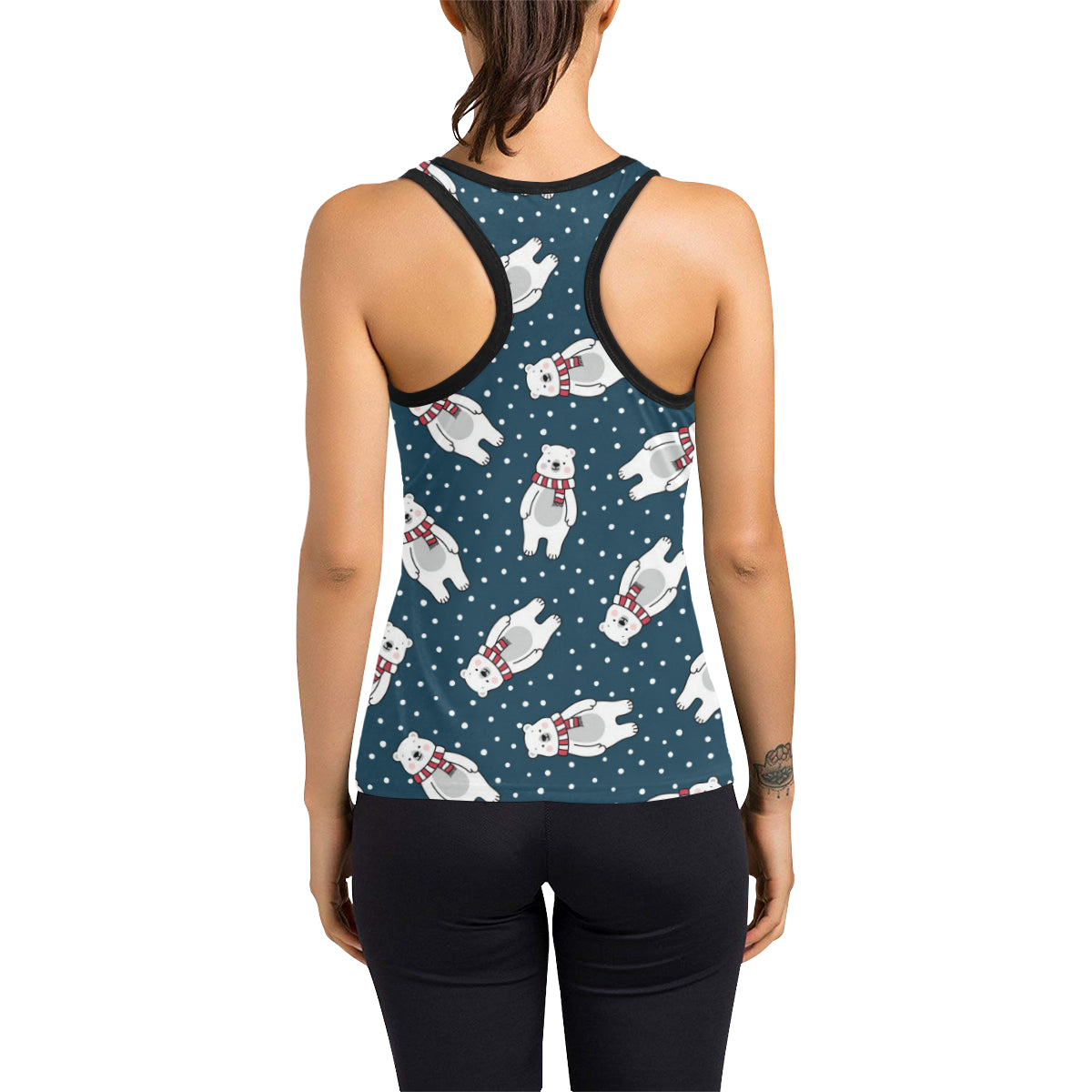 Polar Bear Pattern Print Design PB05 Women's Racerback Tank Top