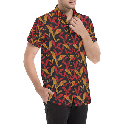 Bat Pattern Print Design 01 Men's Short Sleeve Button Up Shirt