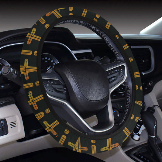 Cross Pattern Print Design 02 Steering Wheel Cover with Elastic Edge