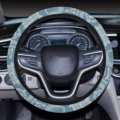 Chemical Pattern Print Design 05 Steering Wheel Cover with Elastic Edge