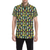 Cactus Neon Style Print Pattern Men's Short Sleeve Button Up Shirt