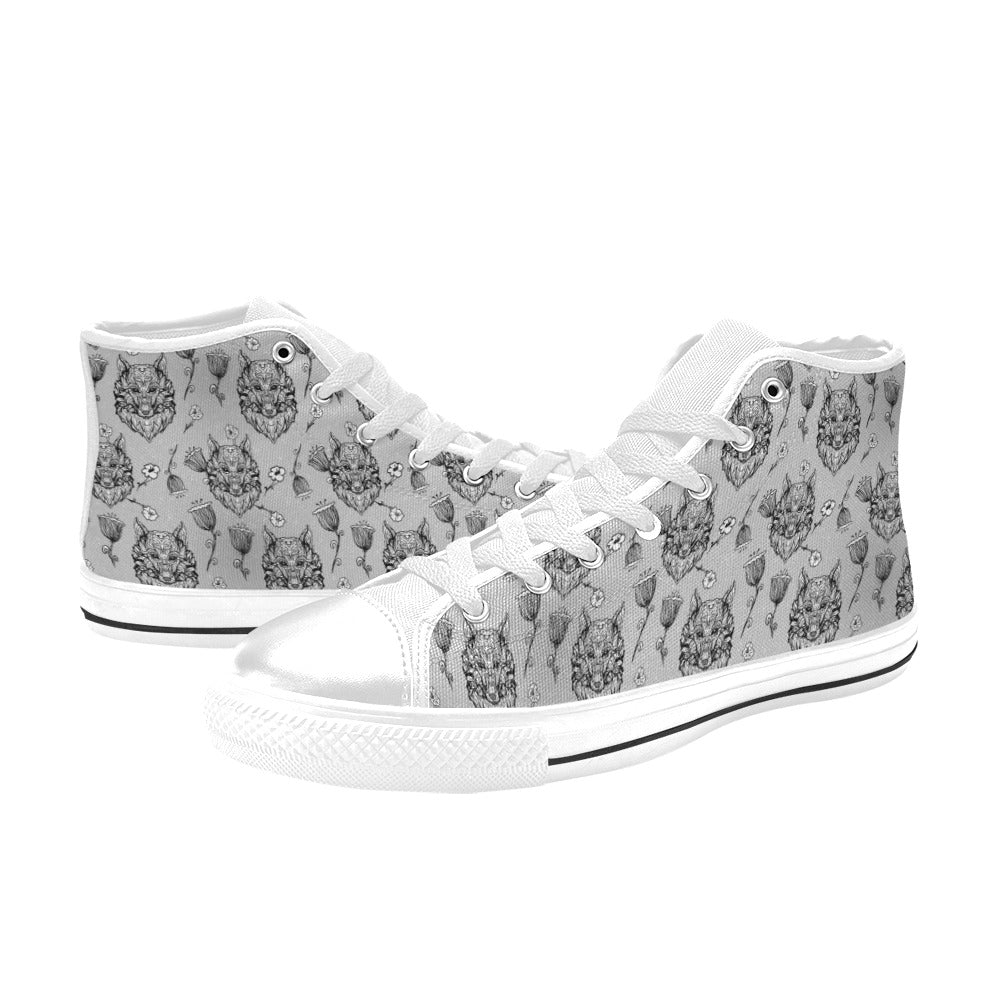 Tribal Pattern Print Design LKS306 High Top Women's White Shoes