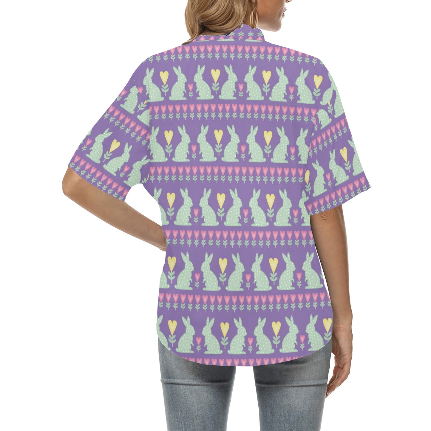 Rabbit Pattern Print Design RB01 Women's Hawaiian Shirt