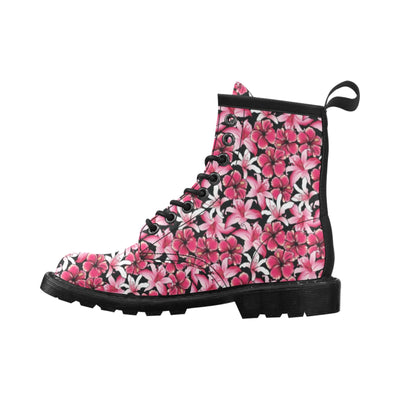 Flower Hawaiian Pink Red Hibiscus Print Women's Boots