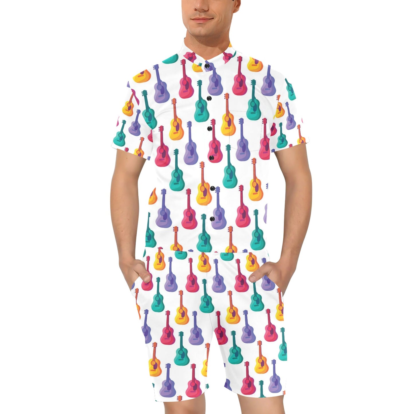 Acoustic Guitar Print Design LKS406 Men's Romper