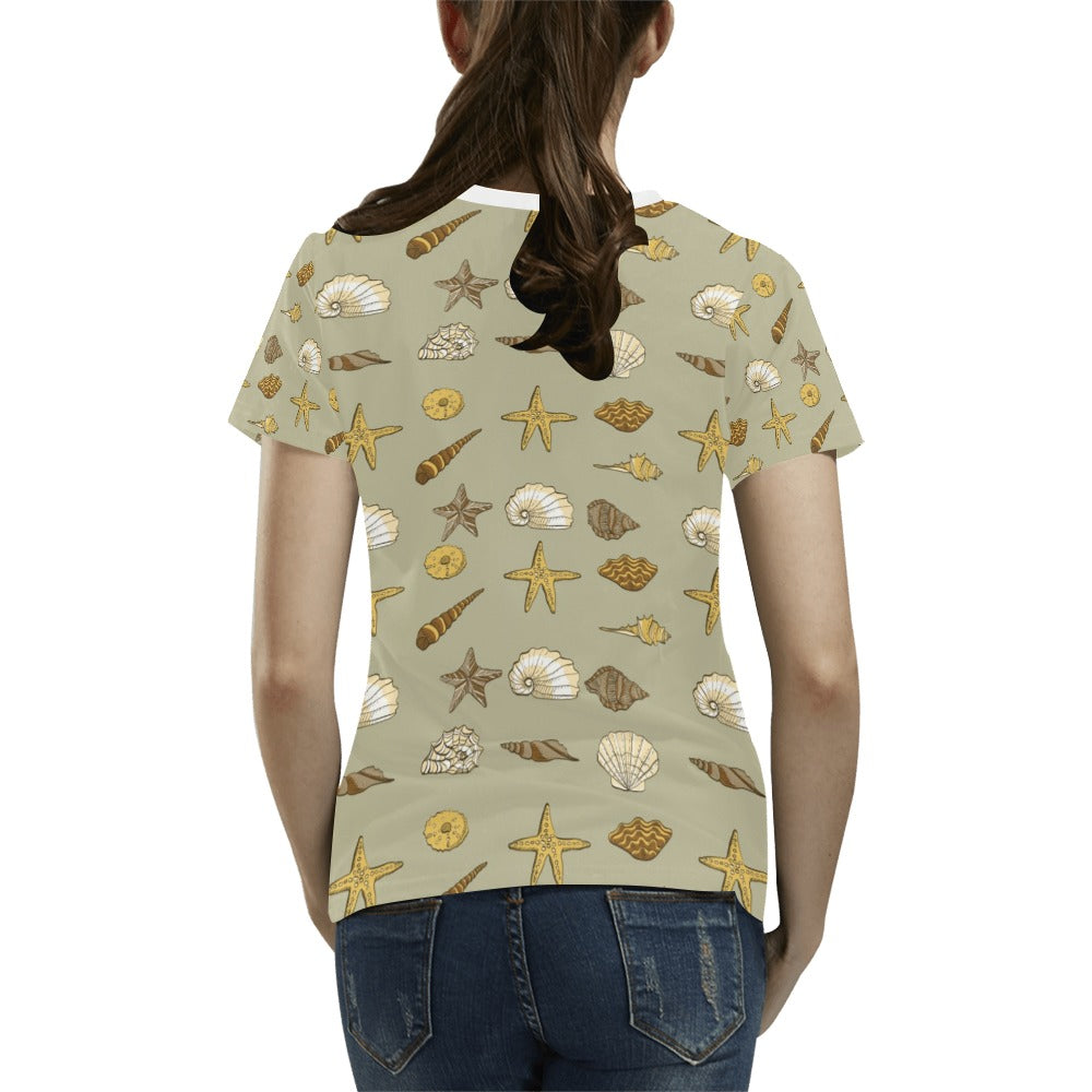 Seashell Beach Print Design LKS303 Women's  T-shirt