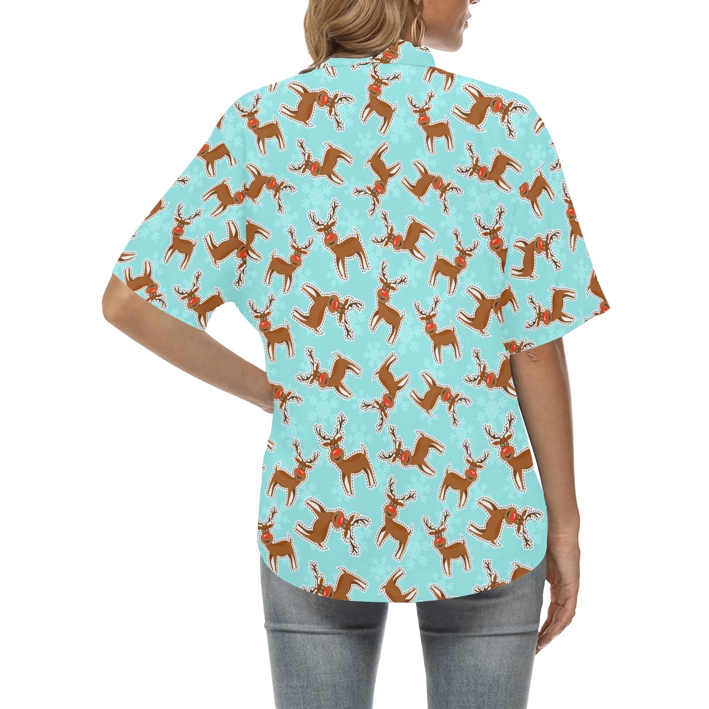 Reindeer Print Design LKS403 Women's Hawaiian Shirt