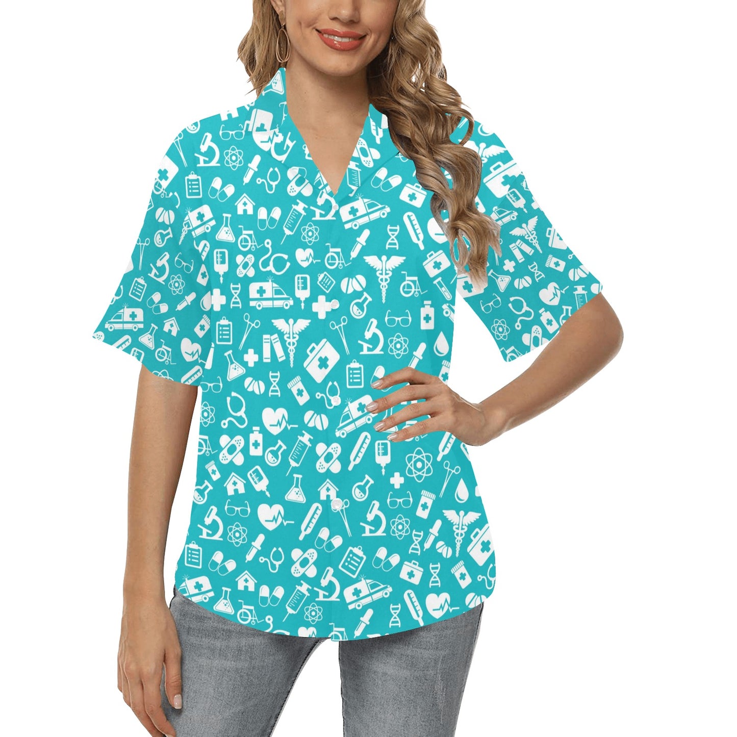 Medical Pattern Print Design 04 Women's Hawaiian Shirt