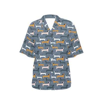 Dachshund Pattern Print Design 012 Women's Hawaiian Shirt