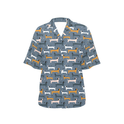 Dachshund Pattern Print Design 012 Women's Hawaiian Shirt