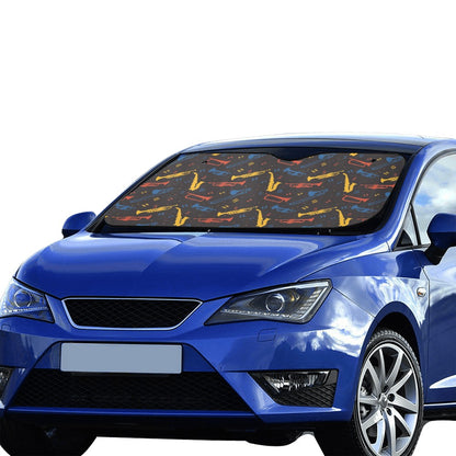 Saxophone Print Design LKS407 Car front Windshield Sun Shade