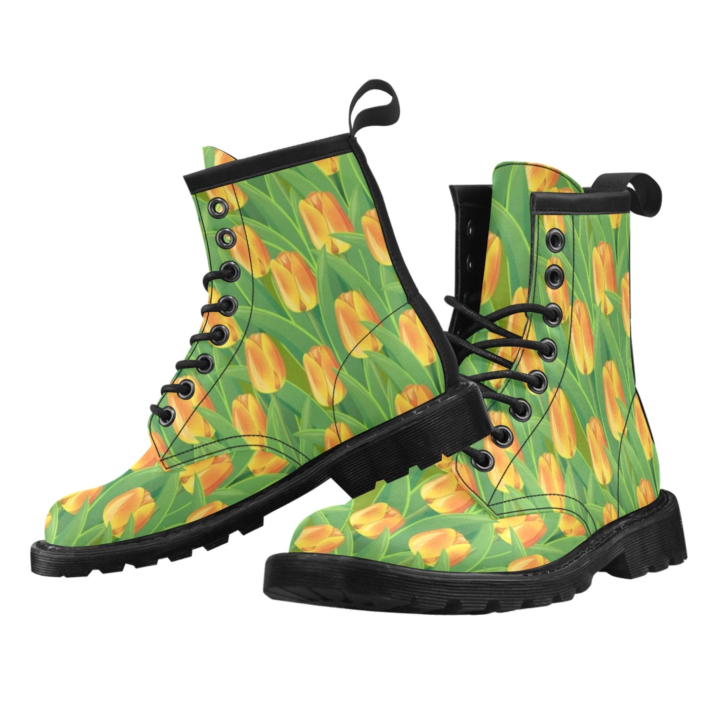 Tulip Orange Pattern Print Design TP07 Women's Boots