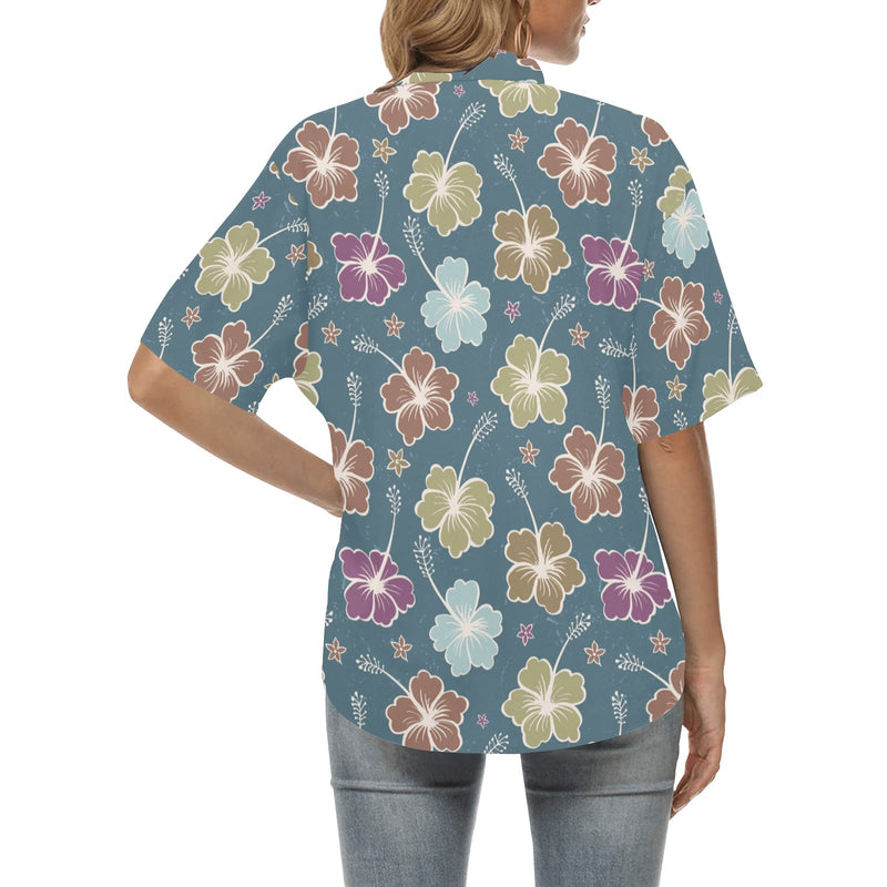 Hibiscus Pattern Print Design HB033 Women's Hawaiian Shirt