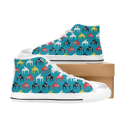 Piano Print Design LKS403 High Top Women's White Shoes