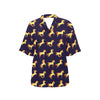 Gold Horse Pattern Women's Hawaiian Shirt