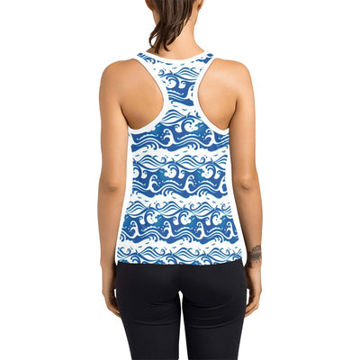 Wave Print Design LKS303 Women's Racerback Tank Top