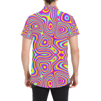 Liquid Pattern Print Design 06 Men's Short Sleeve Button Up Shirt
