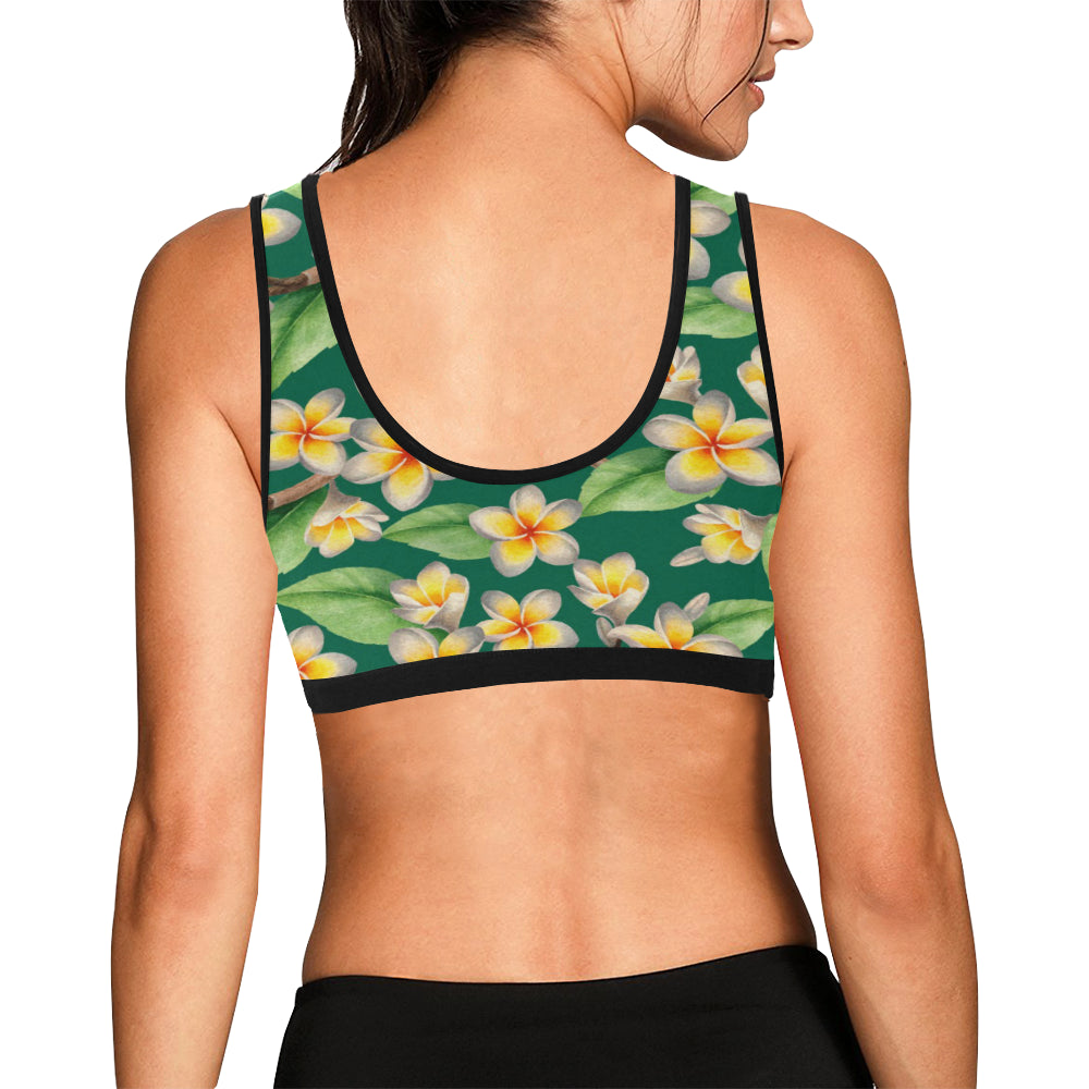 Plumeria Pattern Print Design PM07 Sports Bra