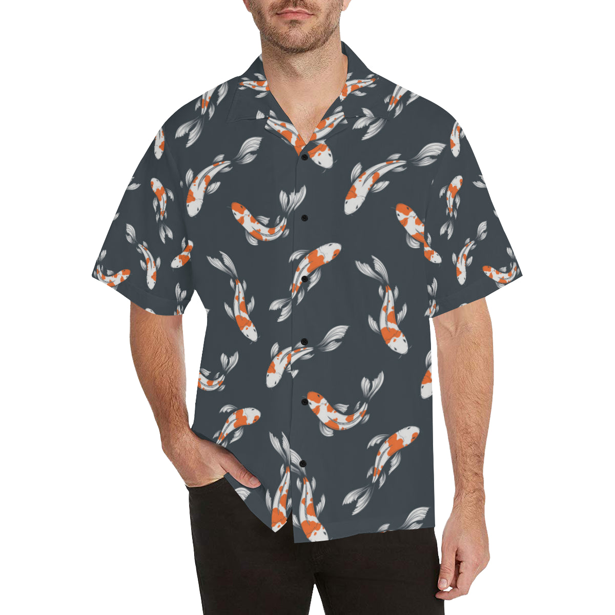 KOI Fish Pattern Print Design 04 Men's Hawaiian Shirt - JorJune