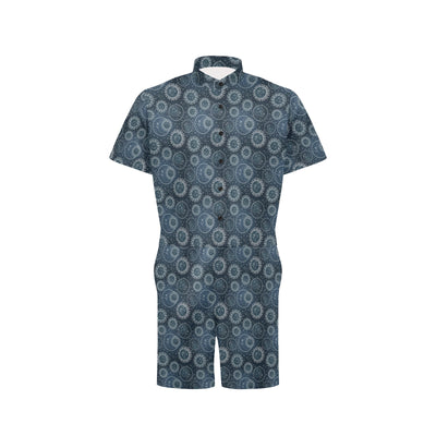 Sun Moon Tattoo Design Themed Print Men's Romper