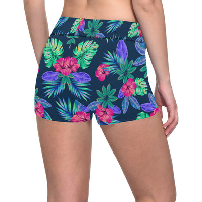 Tropical Flower Pattern Print Design TF09 Yoga Shorts