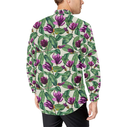 Magnolia Pattern Print Design MAG07 Men's Long Sleeve Shirt