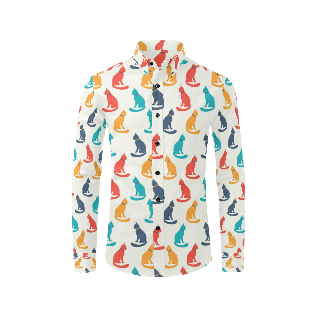Cat Pattern Print Design 03 Men's Long Sleeve Shirt