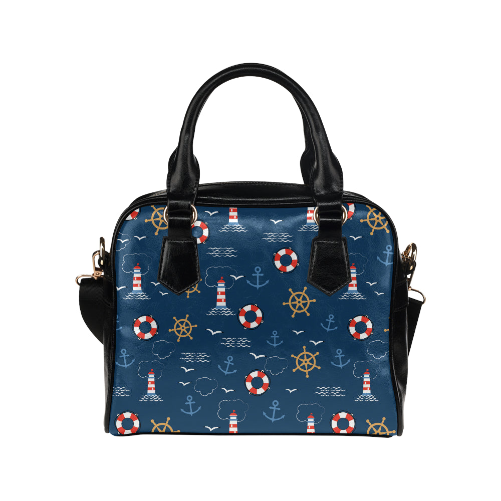 Nautical Pattern Print Design A06 Shoulder Handbag