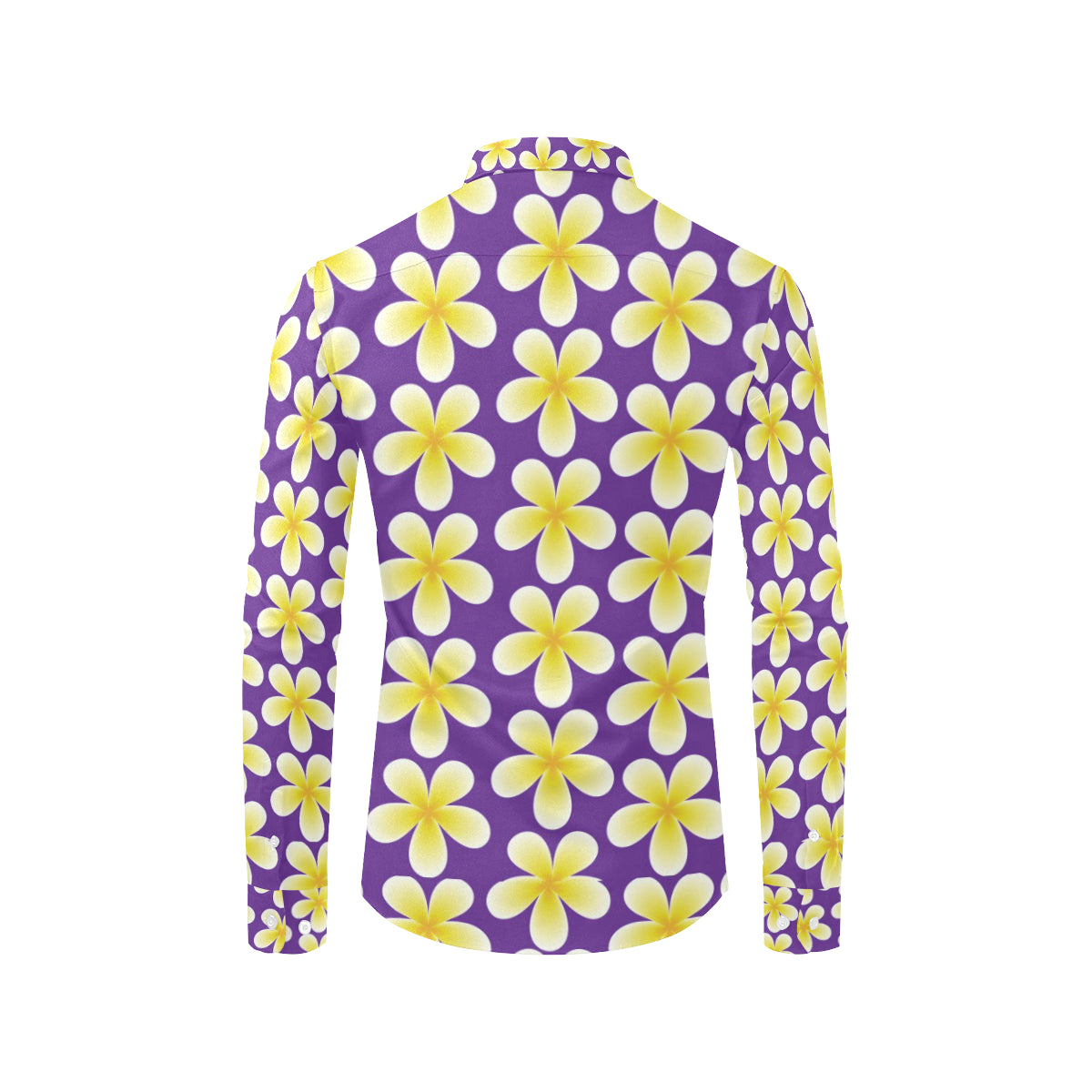 Yellow Plumeria Pattern Print Design PM05 Men's Long Sleeve Shirt