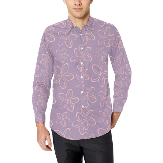 Plumeria Pattern Print Design A01 Men's Long Sleeve Shirt