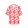 Flower Hawaiian Hibiscus Red Background Print Women's Hawaiian Shirt