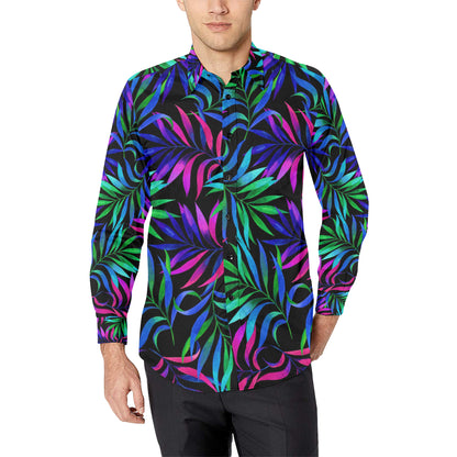 Tropical Flower Pattern Print Design TF010 Men's Long Sleeve Shirt