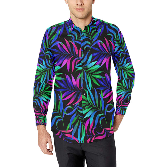Tropical Flower Pattern Print Design TF010 Men's Long Sleeve Shirt