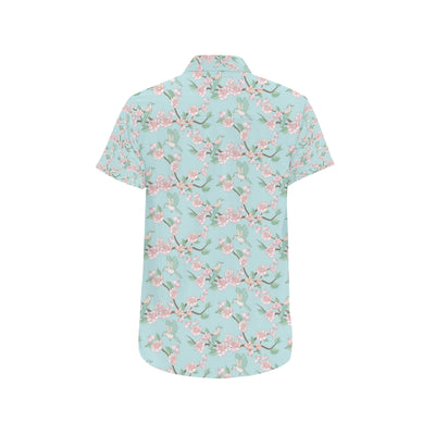 Cherry Blossom Pattern Print Design 02 Men's Short Sleeve Button Up Shirt