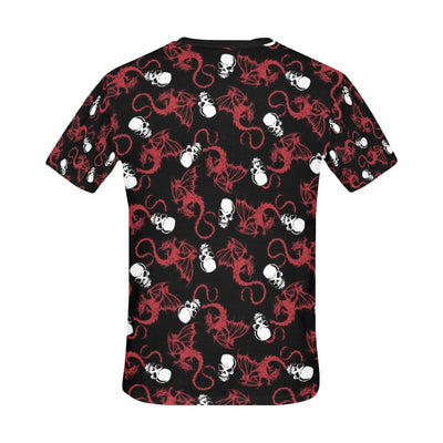 Skull With Red Dragon Print Design LKS304 Men's All Over Print T-shirt