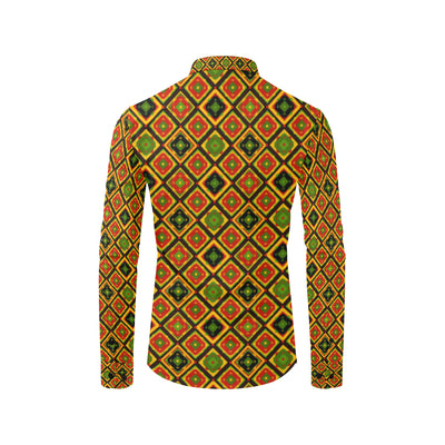 Rasta Reggae Color Pattern Men's Long Sleeve Shirt