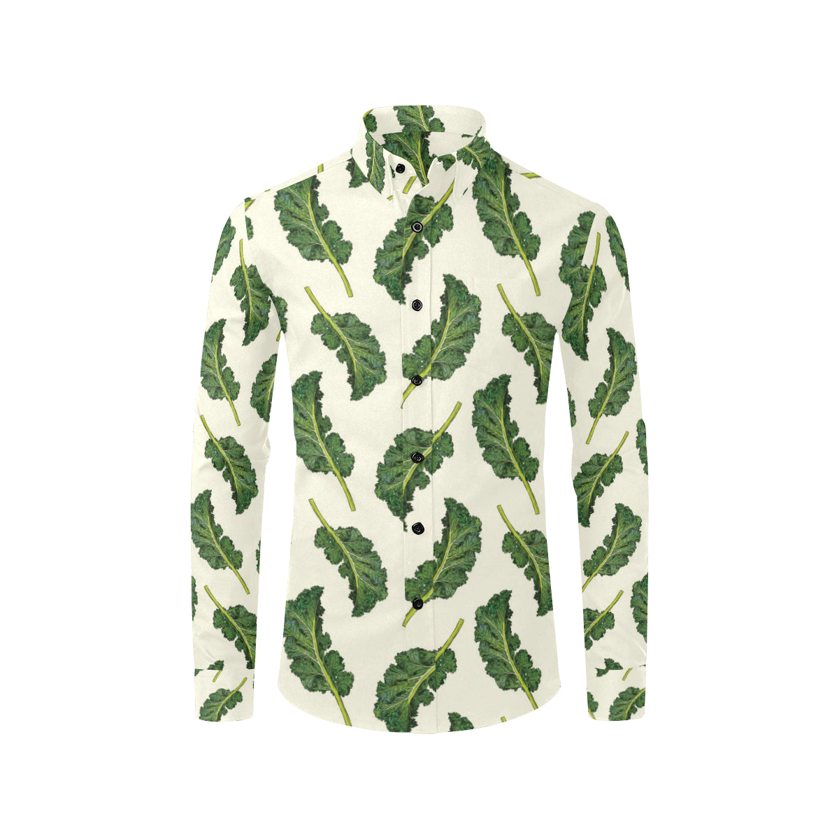 Kale Pattern Print Design 03 Men's Long Sleeve Shirt