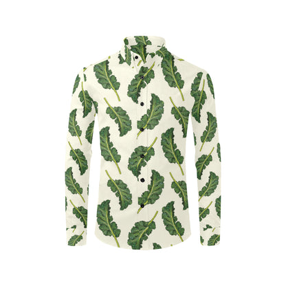 Kale Pattern Print Design 03 Men's Long Sleeve Shirt