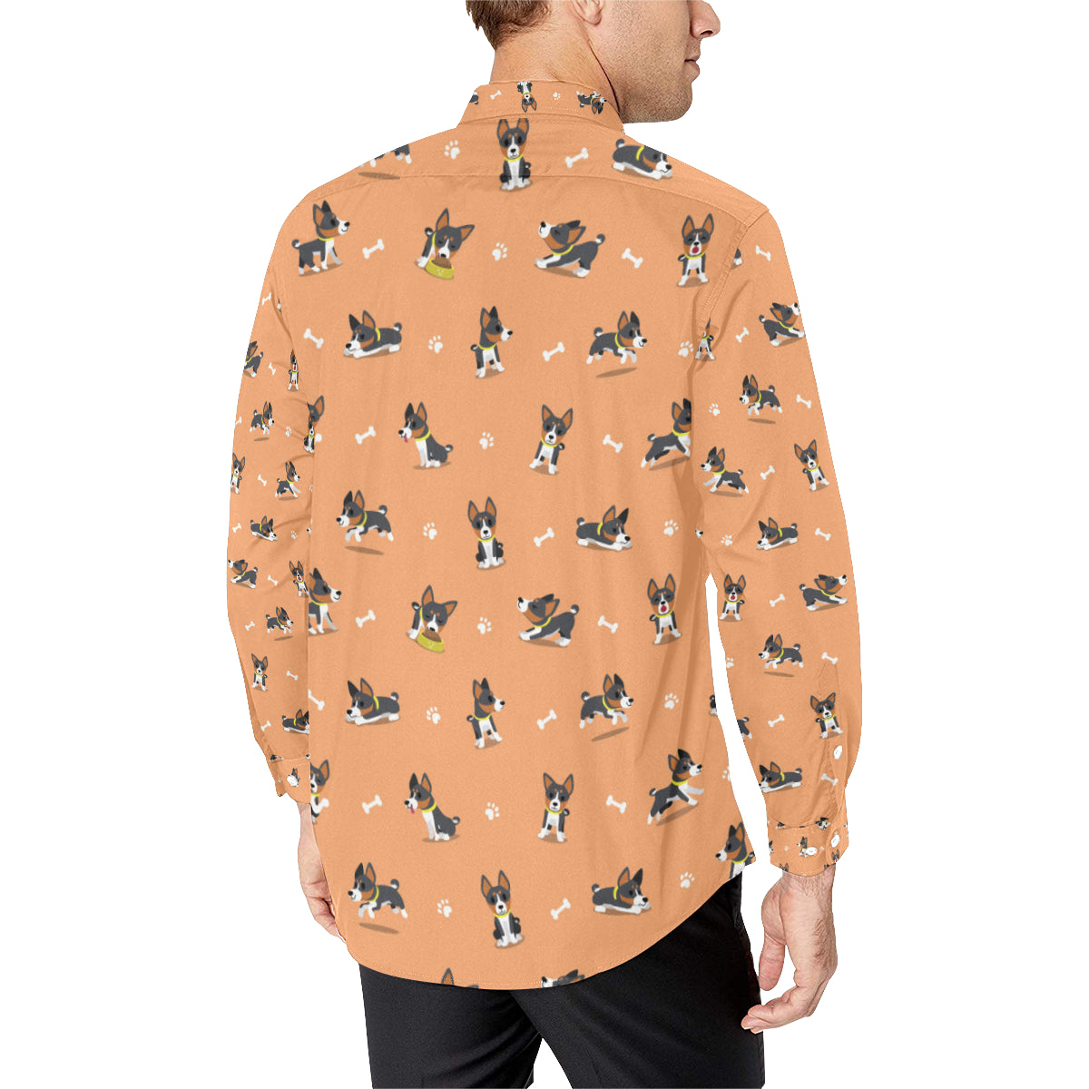 Basenji Pattern Print Design 01 Men's Long Sleeve Shirt