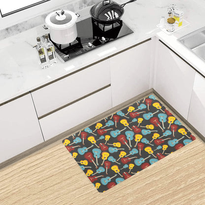 Acoustic Guitar Pattern Print Design 01 Kitchen Mat