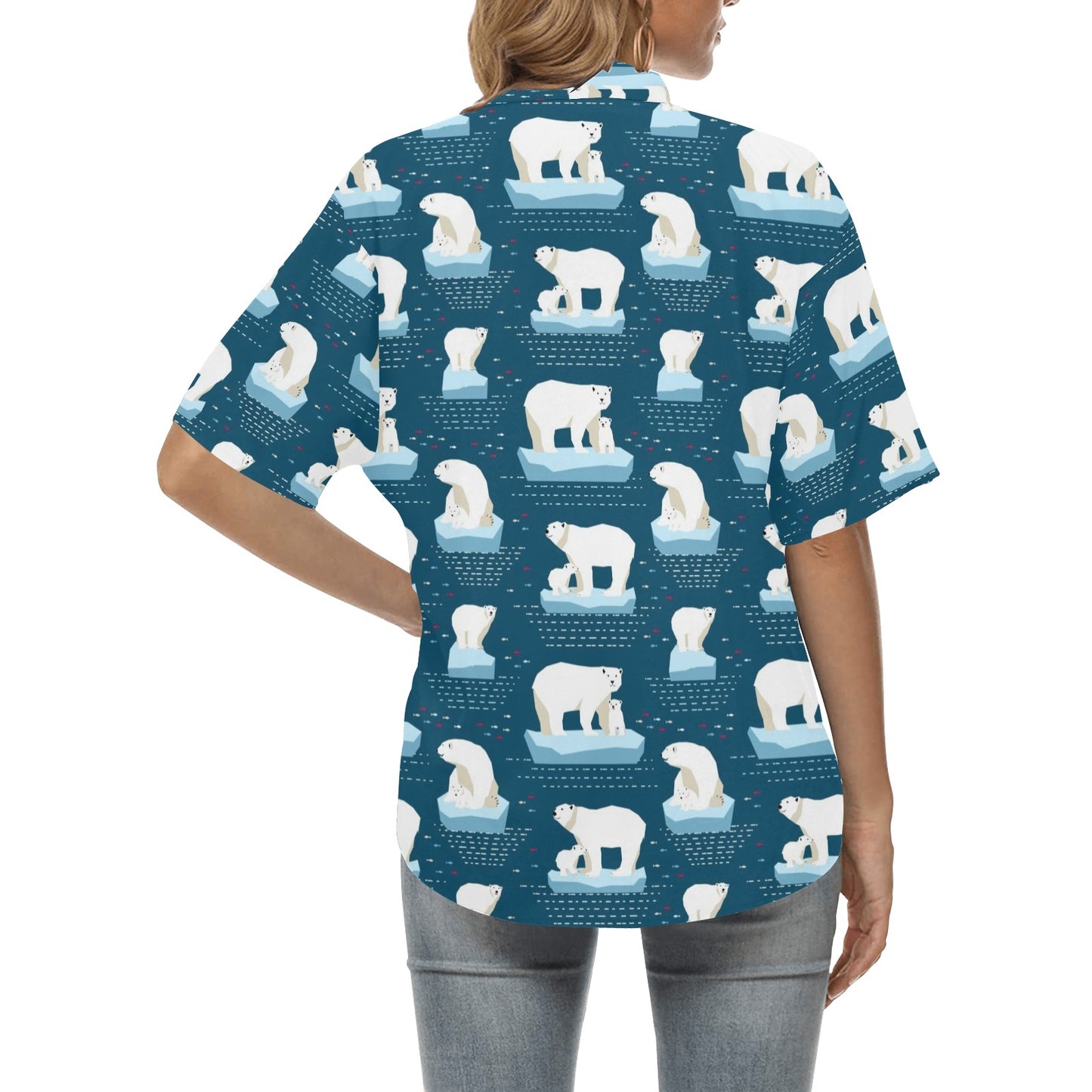 Polar Bear Pattern Print Design PB02 Women's Hawaiian Shirt
