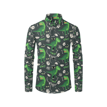 T Rex Pattern Print Design A05 Men's Long Sleeve Shirt