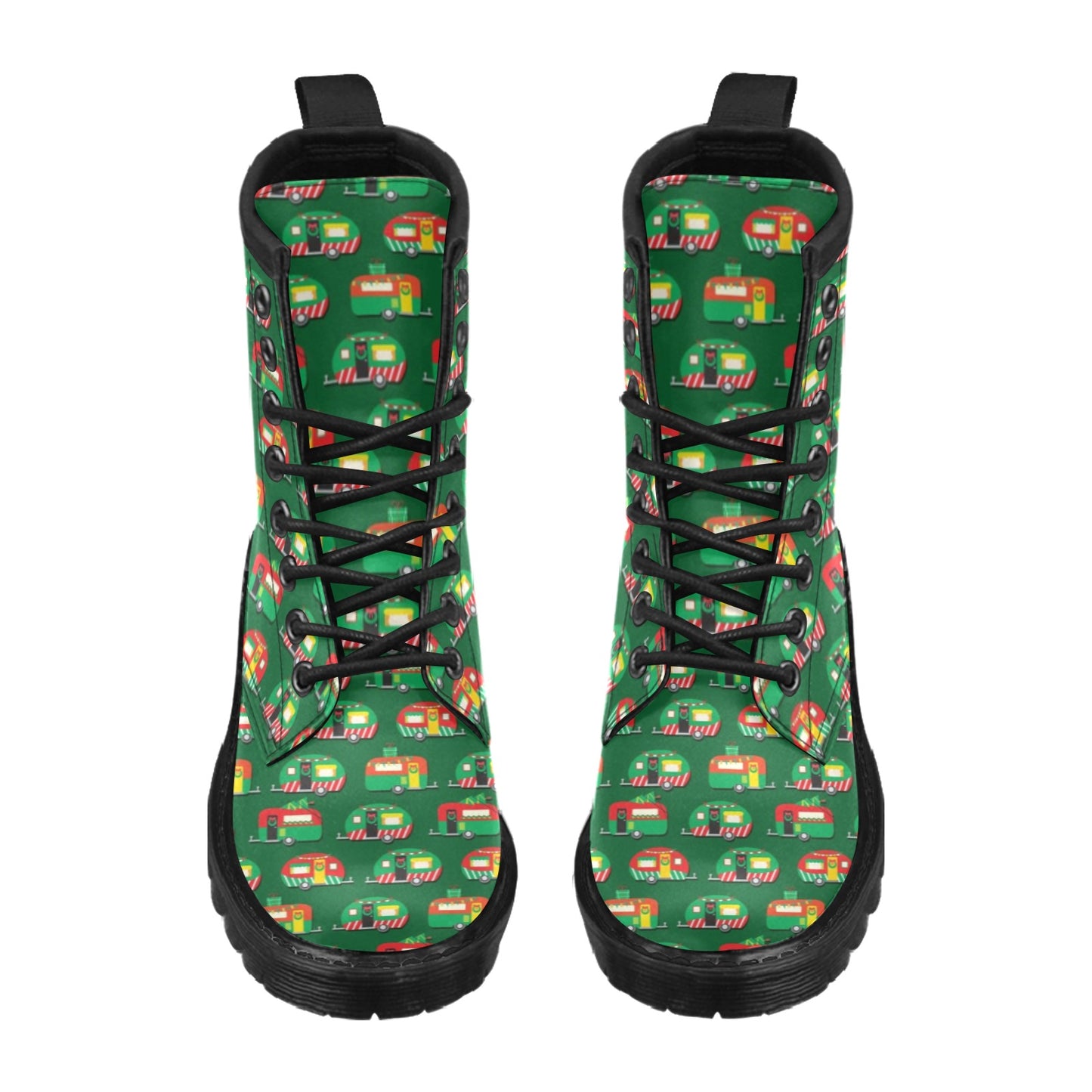 Camper Camping Christmas Themed Print Women's Boots