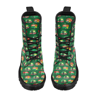 Camper Camping Christmas Themed Print Women's Boots